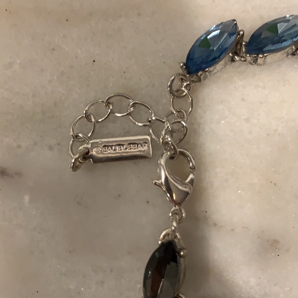 BaubleBar silver Y shaped necklace with blue and dark grey jewels - Picture 5 of 5